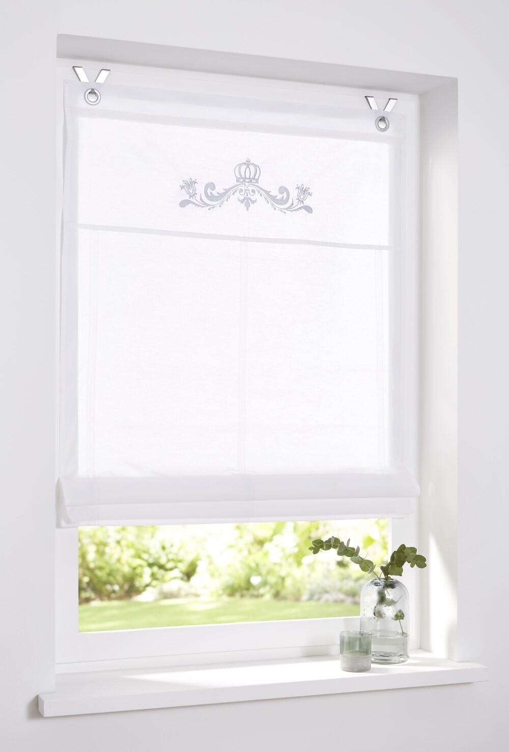 Raffrollo Ösenrollo Kessy Krone Stickerei