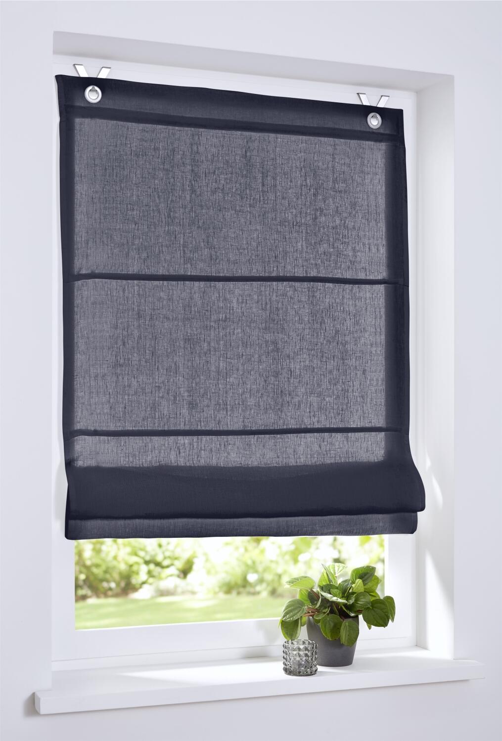Leinenrollo Metis graublau Raffrollo