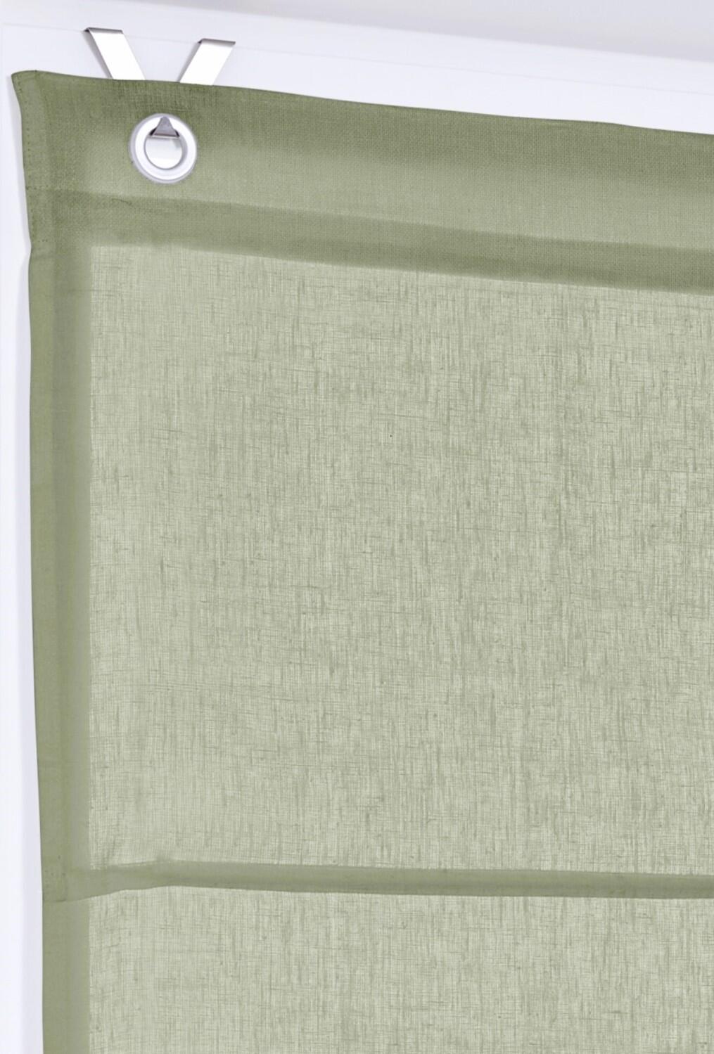 Raffrollo Metis olivgrün Ösen und Fensterhaken