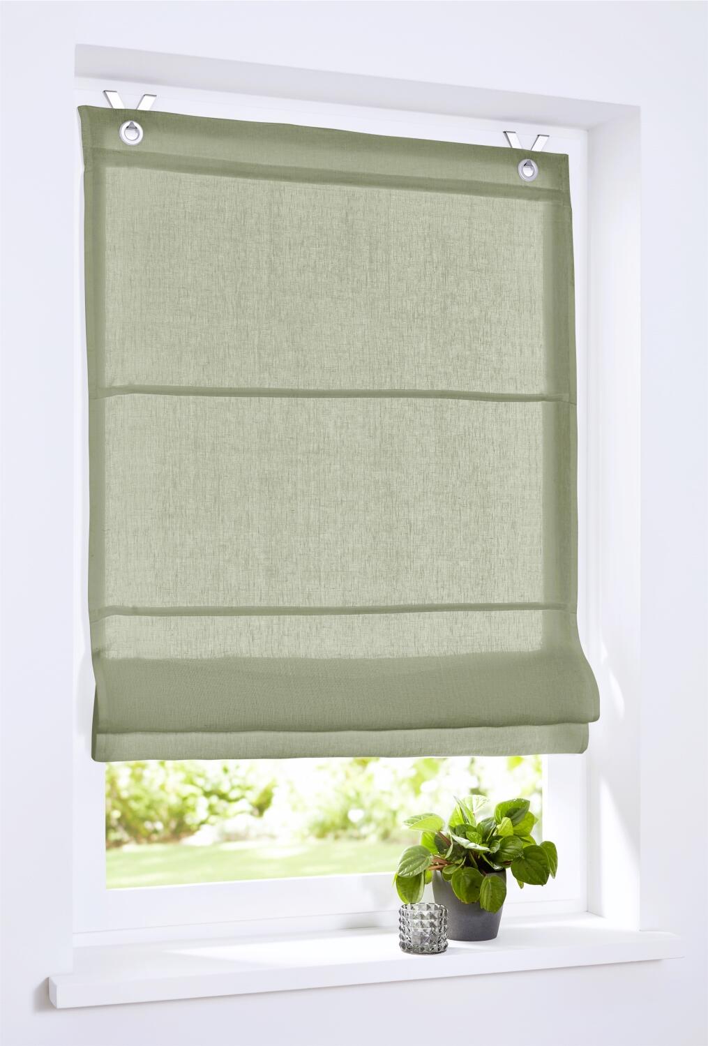 Raffrollo Metis olivgrün Leinenrollo