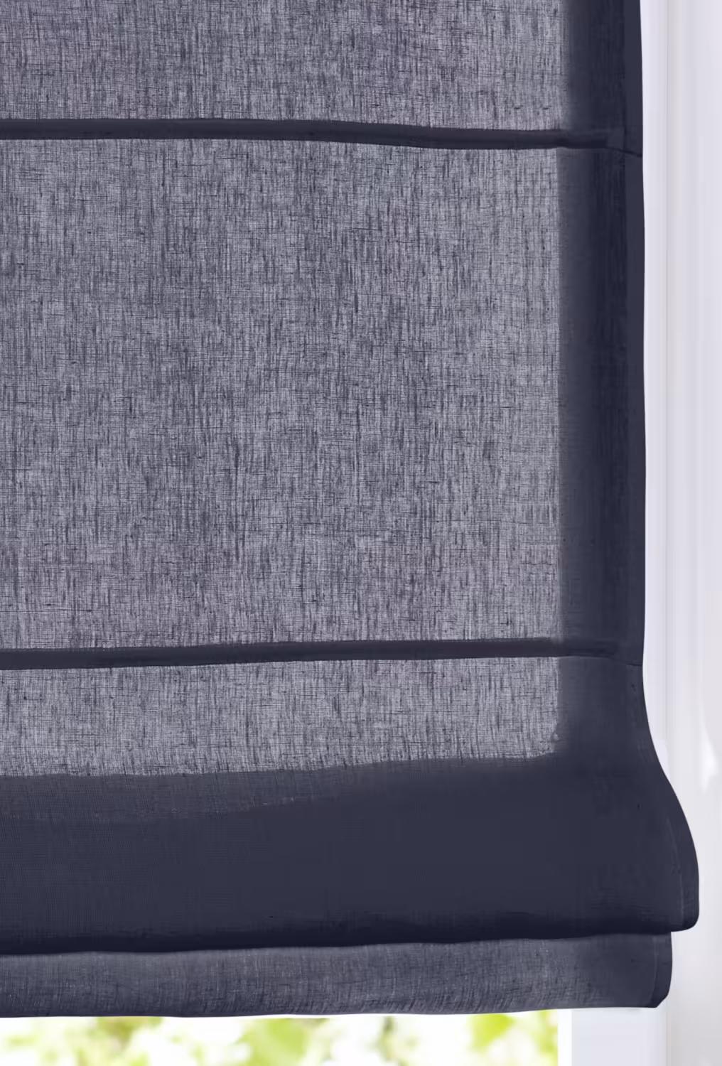 Raffrollo / Ösenrollo Metis Leinen ohne Bohren | graublau - Breite 45 - 100 cm - Leinenrollo Metis mit Querstäben für schönen Fall