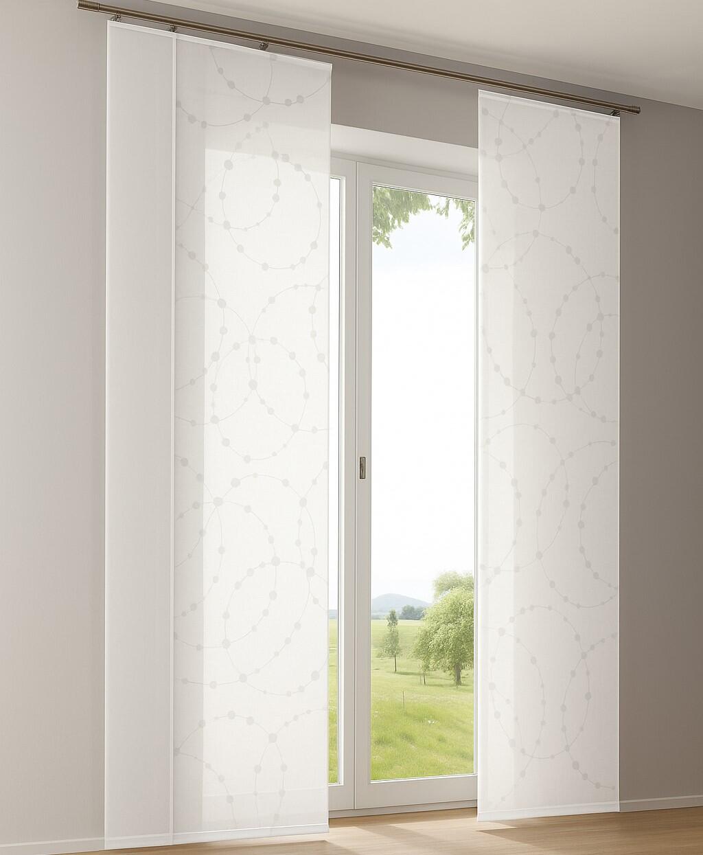 Schiebevorhang Muster Cadena und Uni Enya kombinieren