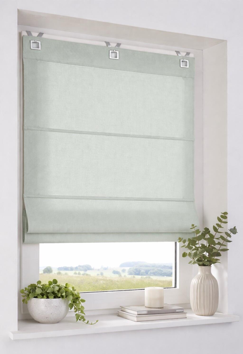 Raffrollo Duck jade graugrün nach Maß gefertigt