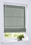 Maßanfertigung Raffrollo / Ösenrollo Metis Leinen ohne Bohren - zederngrün
