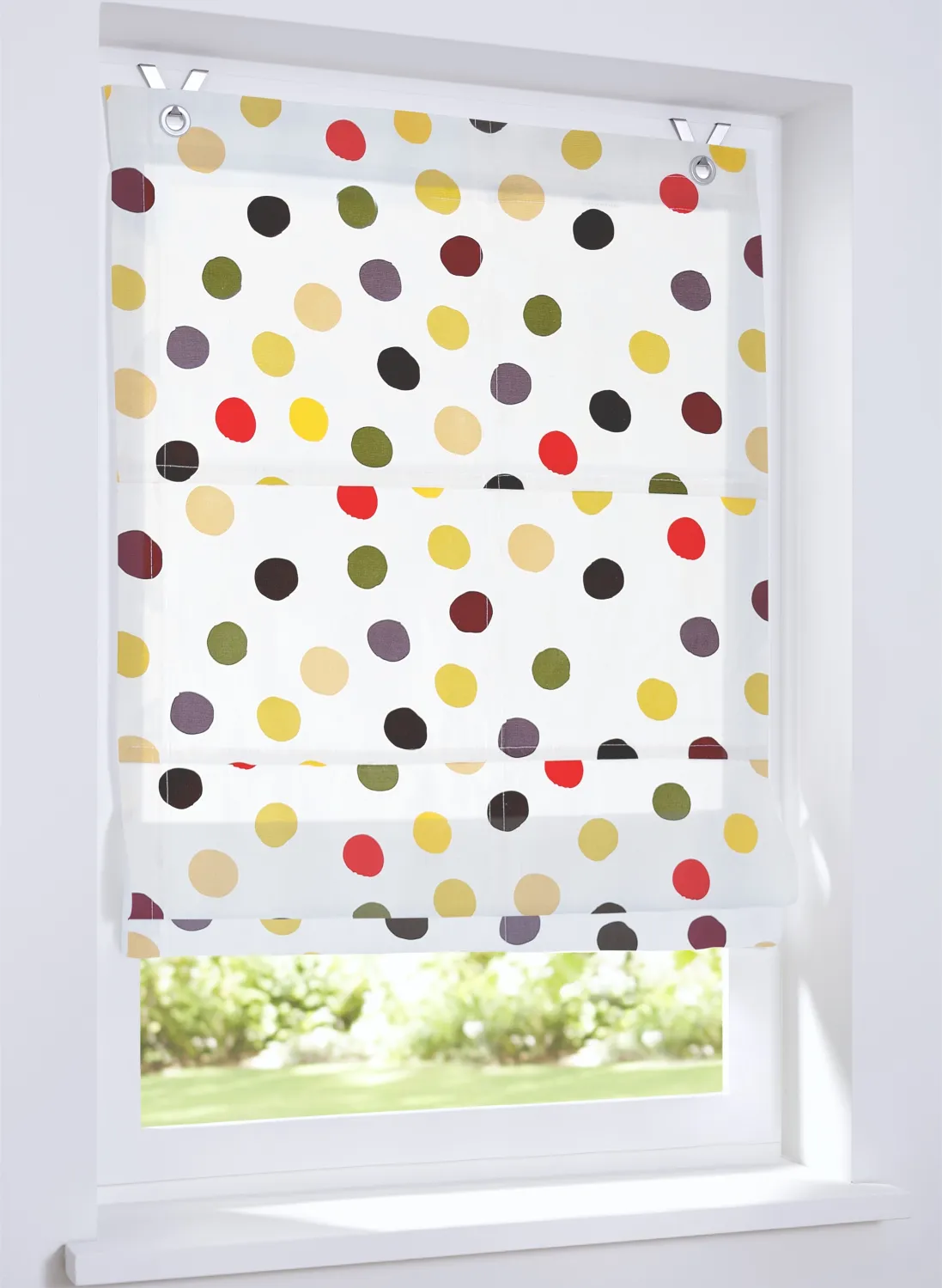 Raffrollo Dots Baumwolle bunt bedruckt