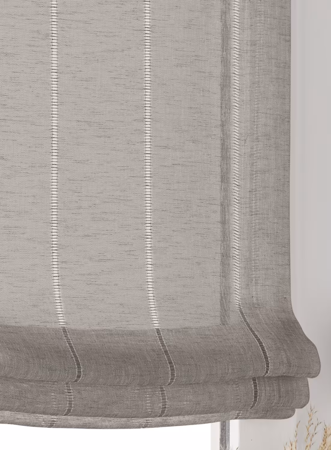 Raffrollo Aya linen - modernes Faltrollo mit eingewebten Längsstreifen in Leinenotik - Faltrollo Aya natur aus Stoff mit weichen Falten