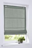 Maßanfertigung Raffrollo / Ösenrollo Metis Leinen ohne Bohren - zederngrün