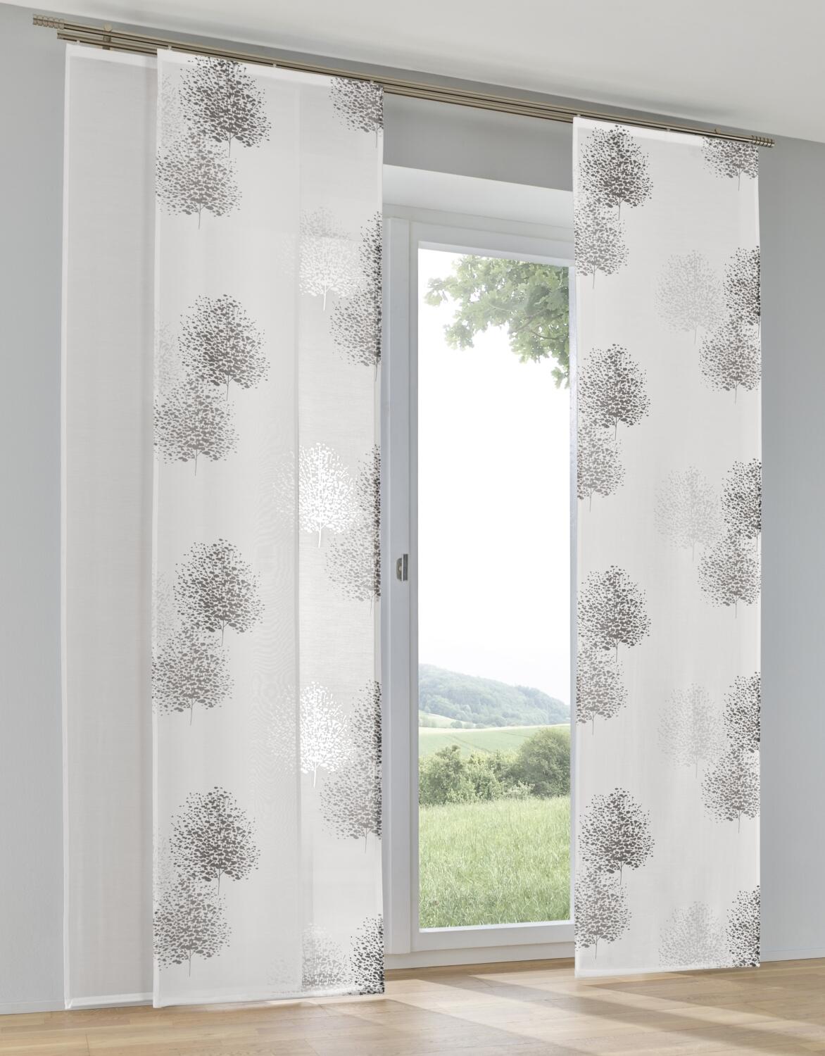 Schiebevorhang Kombination Bellinda und Enya Uni weiss