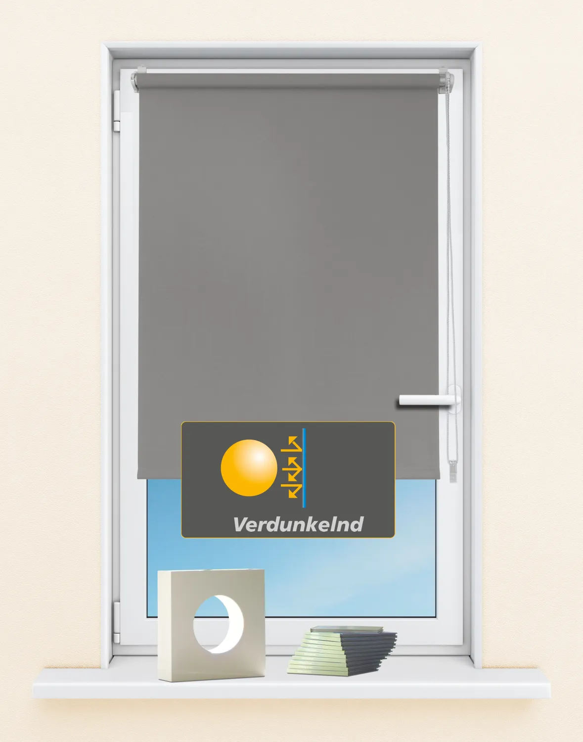 Seitenzugrollo verdunkelnd Luna ohne Bohren | taupe - Breite 60 - 140 cm - Rollo Luna verdunkelnd Sichtschutz taupe