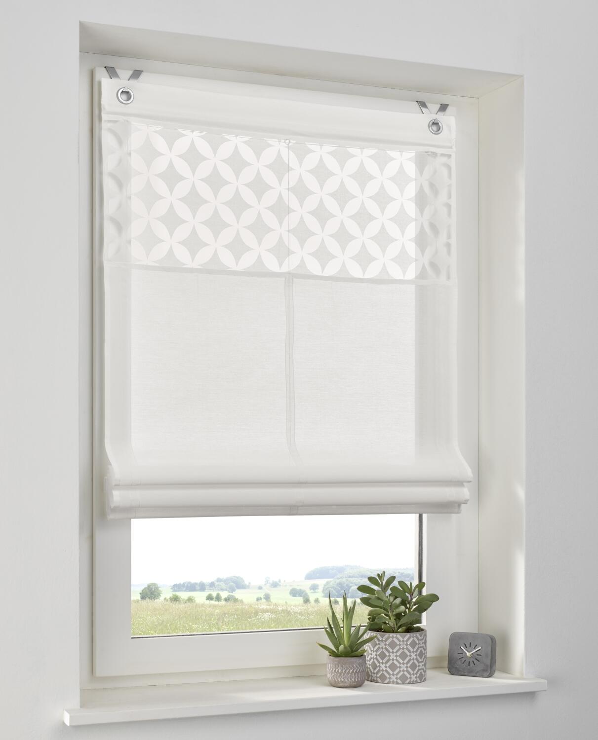 Jessy weiss Raffrollo Blende Ausbrenner modern