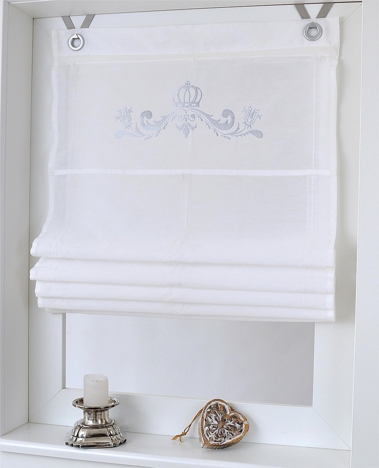 Raffrollo_Ösenrollo_Kessy_Crown_weiss