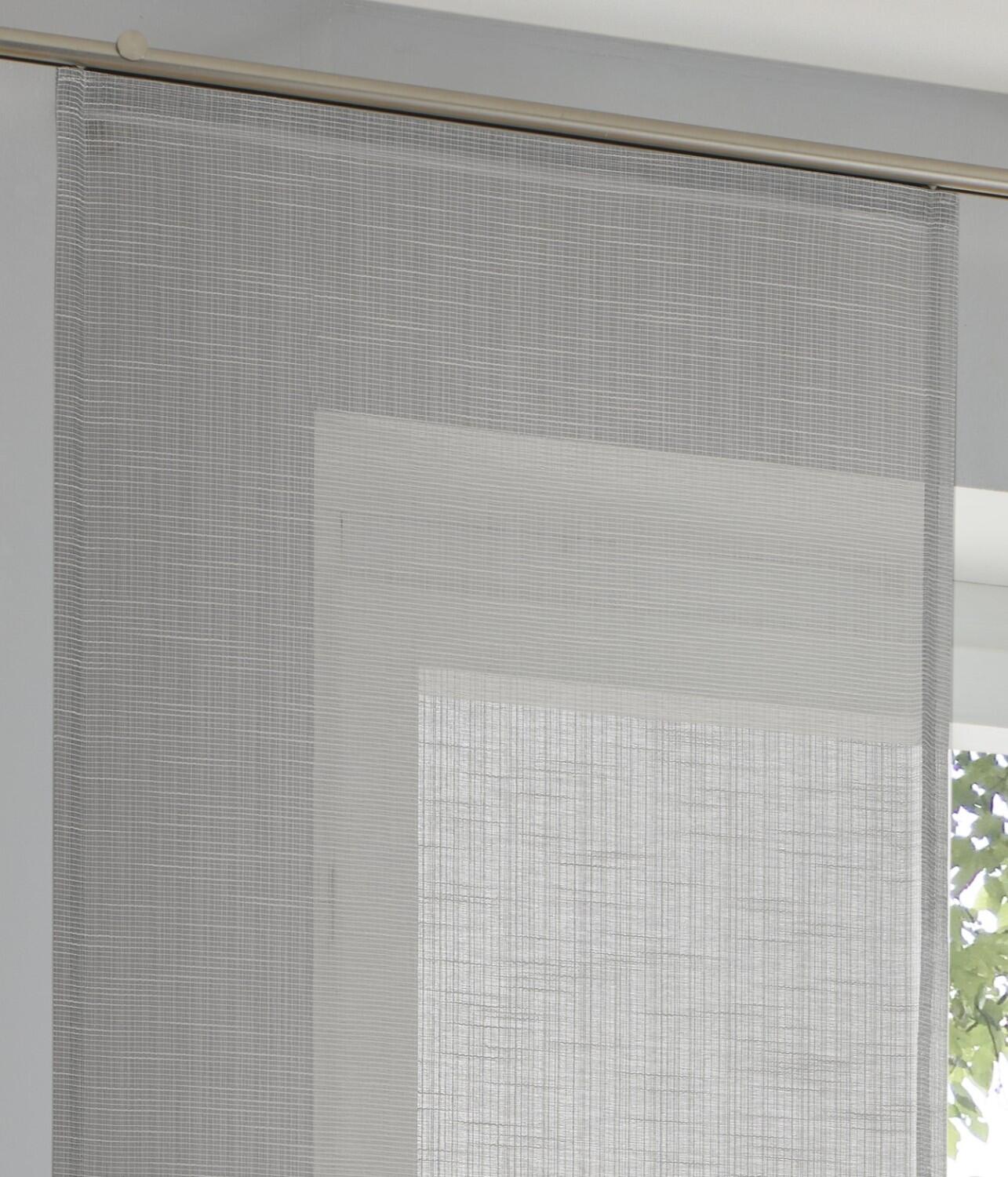 Einfarbiger Schiebevorhang Boston Leinenoptik - Uni Grau (1 Stück)