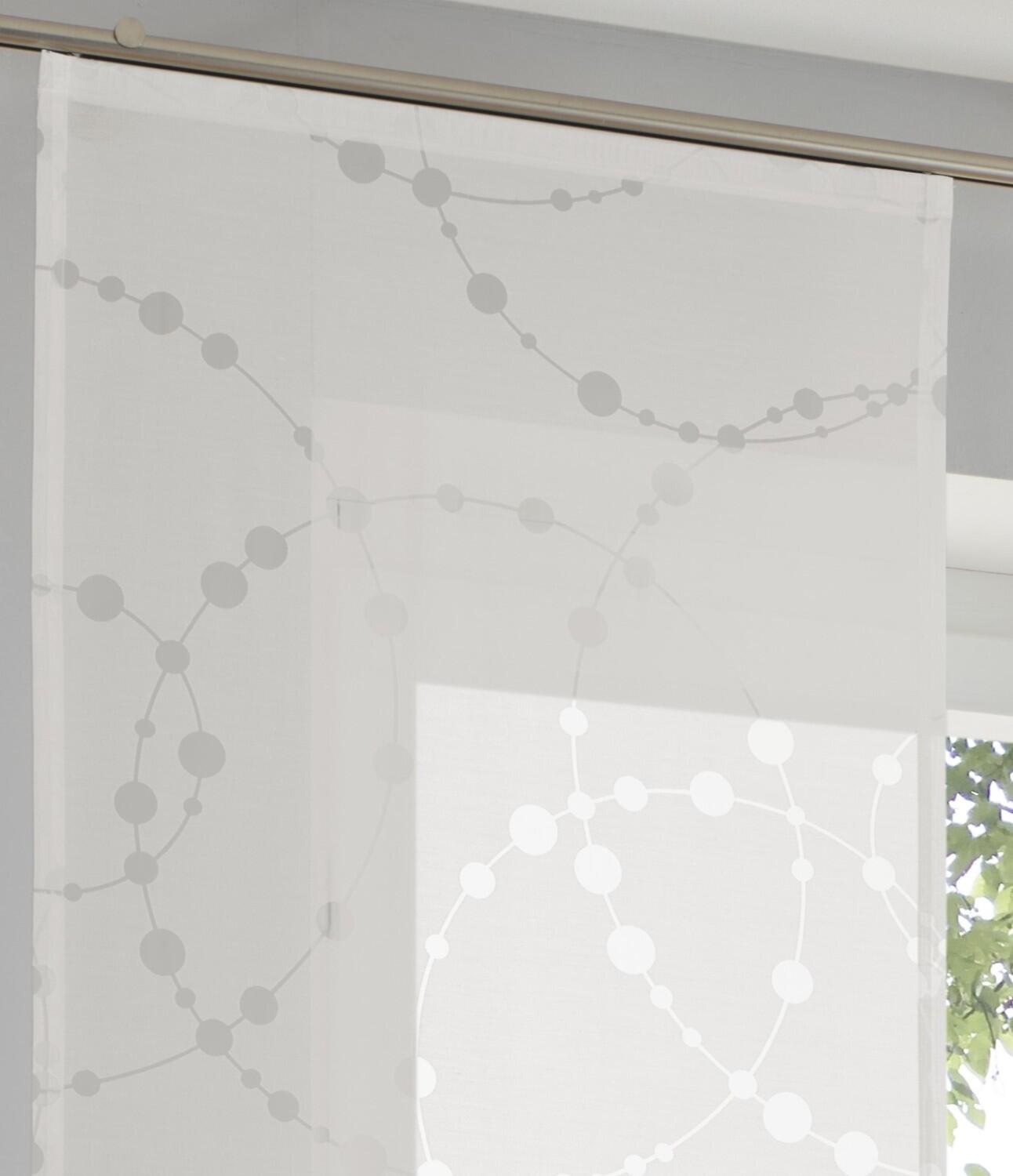 Ausbrenner Schiebegardine Schiebevorhang Raumteiler Cadena Kreise weiß (1 Stück)