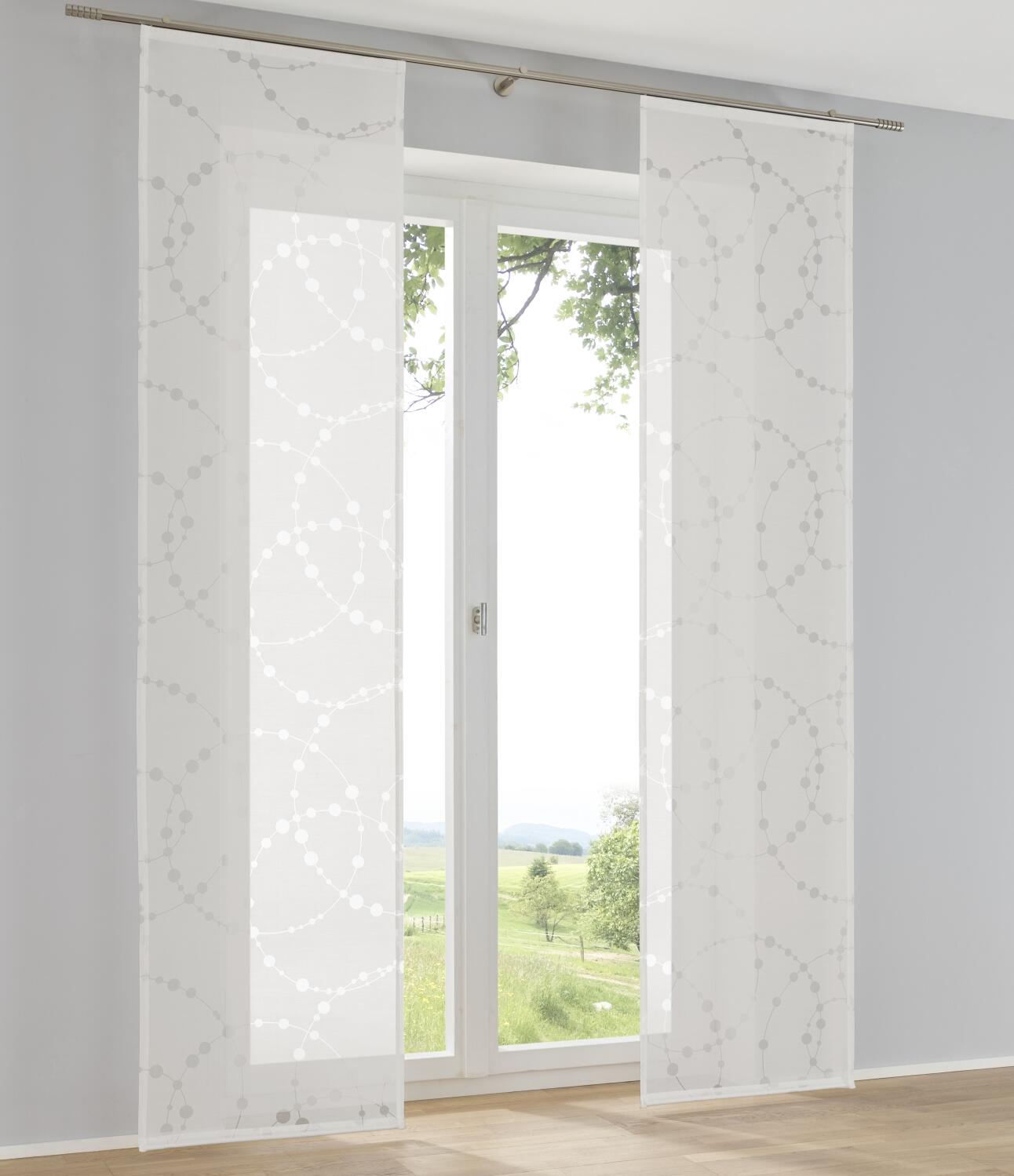 Schiebegardine Cadena Ausbrenner Punkte weiss