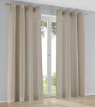 Ösen-Vorhang Kessy Biese natur mit eleganter Stoff-Blende – halbtransparent, natürlicher Look (1