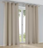 Ösen-Vorhang Kessy Biese natur mit eleganter Stoff-Blende – halbtransparent, natürlicher Look (1