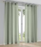 Ösen-Vorhang Kessy Biese salbei mit eleganter Stoff-Blende – halbtransparent, natürlicher Grünton (1