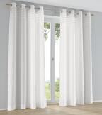 Ösen-Vorhang Kessy Biese weiß mit eleganter Stoff-Blende – halbtransparent, moderner Look (1 Stück)