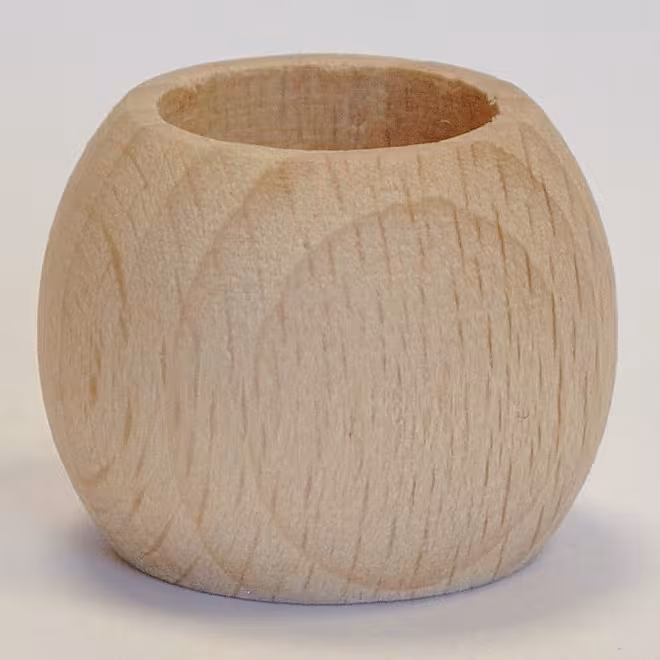 Weißes Raffrollo Brondby Boule mit Schlaufen und Zierkugeln | Dekokugeln Holz Buche natur - Holzkugeln Buche roh unlasiert gebohrt Durchmesser