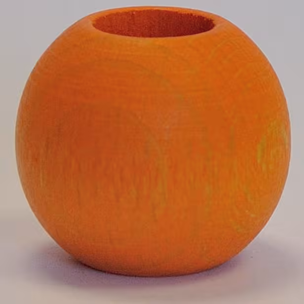 Weißes Raffrollo Brondby Boule mit Schlaufen und Zierkugeln | Dekokugeln Holz orange lasiert - Holzkugeln Buche orange lasiert für Schlaufen