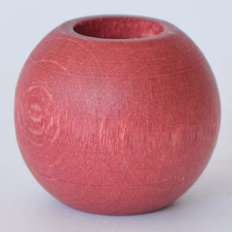 Weißes Raffrollo Brondby Boule mit Schlaufen und Zierkugeln | Dekokugeln Holz rot lasiert - Dekokugeln Holz rot lasiert für Raffrollo Brondy Boule