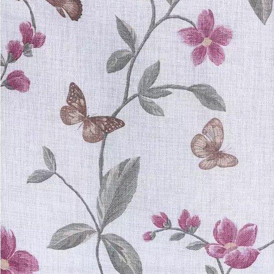 Raffrollo Lilu Detailansicht Blumen Schmetterling