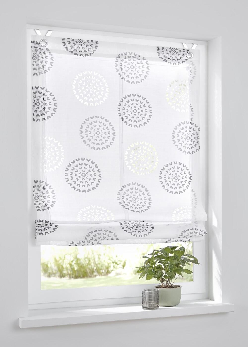 Raffrollo Bella anthrazit Maßanfertigung ohne Bohren