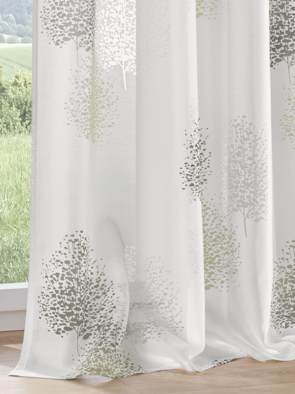 Vorhang Gardine Ösenschal Bellinda weiss grün