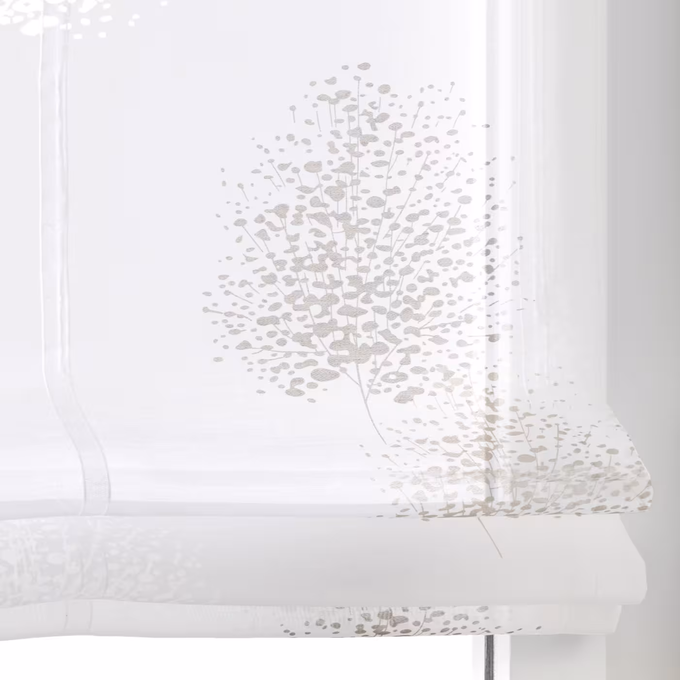 Raffrollo nach Maß Bellinda weiß taupe | Ösenrollo mit Fensterhaken - Faltrollo halbtransparent Bellinda weiß taupe
