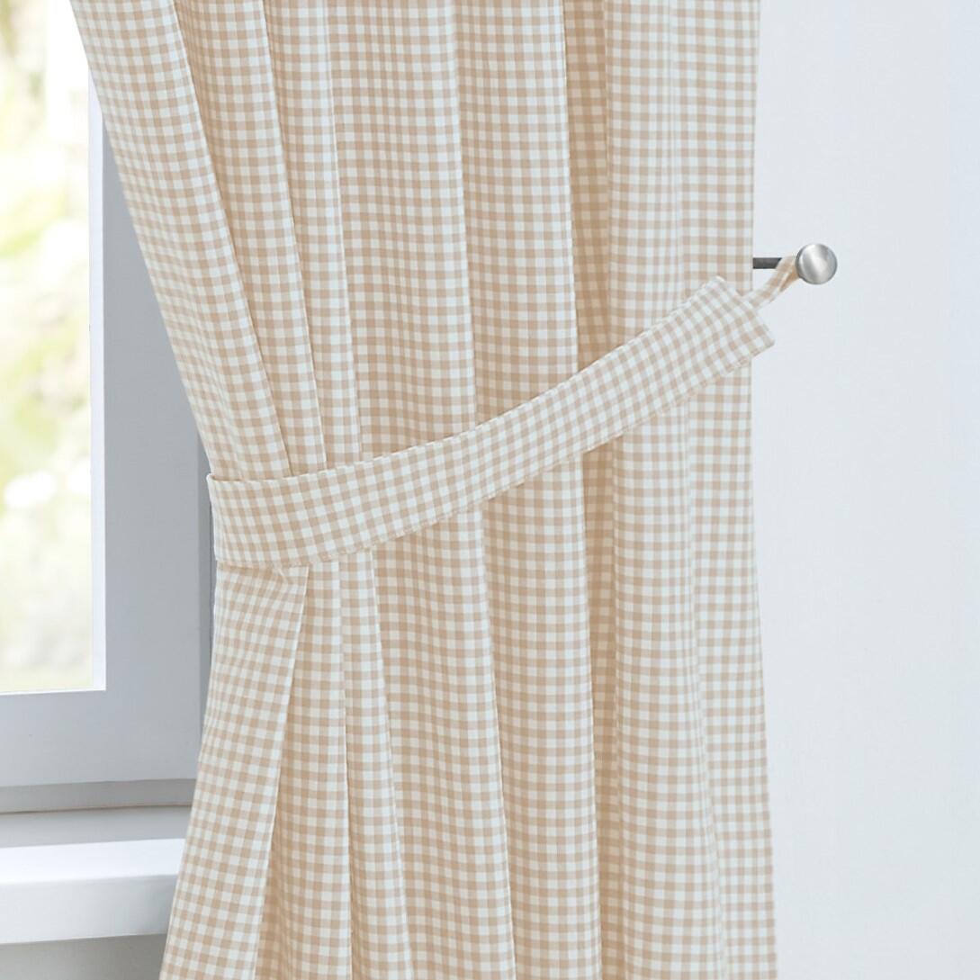 Vorhang Cottage weiß beige Raffhalter