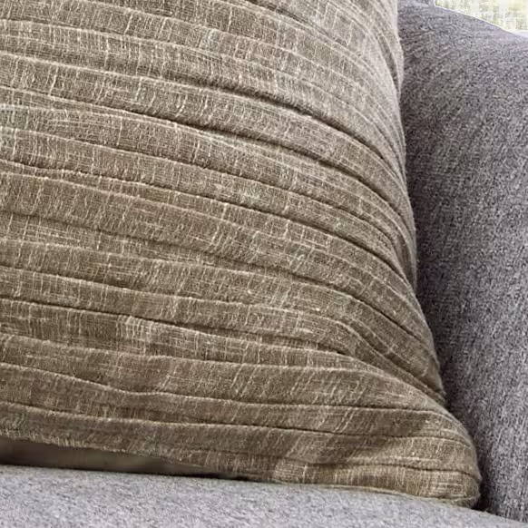 Musselin Kissenhülle Crinkle 50x50 – Dekokissen mit handgenähten Biesen - natur/linen - Kissenhülle Crinkle natur Biesen handgenäht