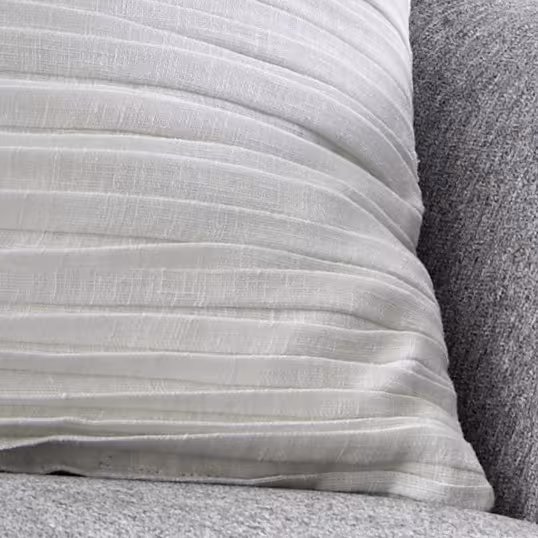 Musselin Kissenhülle Crinkle 50x50 – Dekokissen mit handgenähten Biesen - offwhite - Kissenhülle Crinkle offwhite Biesen handgenäht