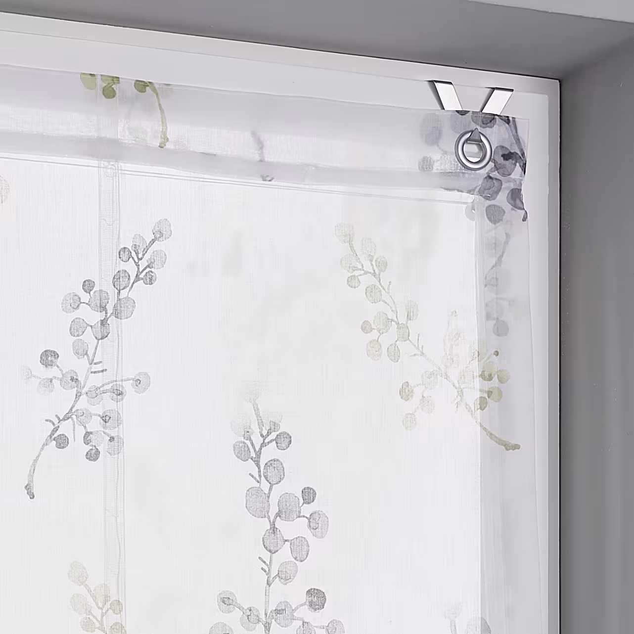 Weißes Raffrollo / Ösenrollo Danny nach Maß, halbtransparent - grün - Danny Raffrollo nach Maß Fensterhaken Ösen