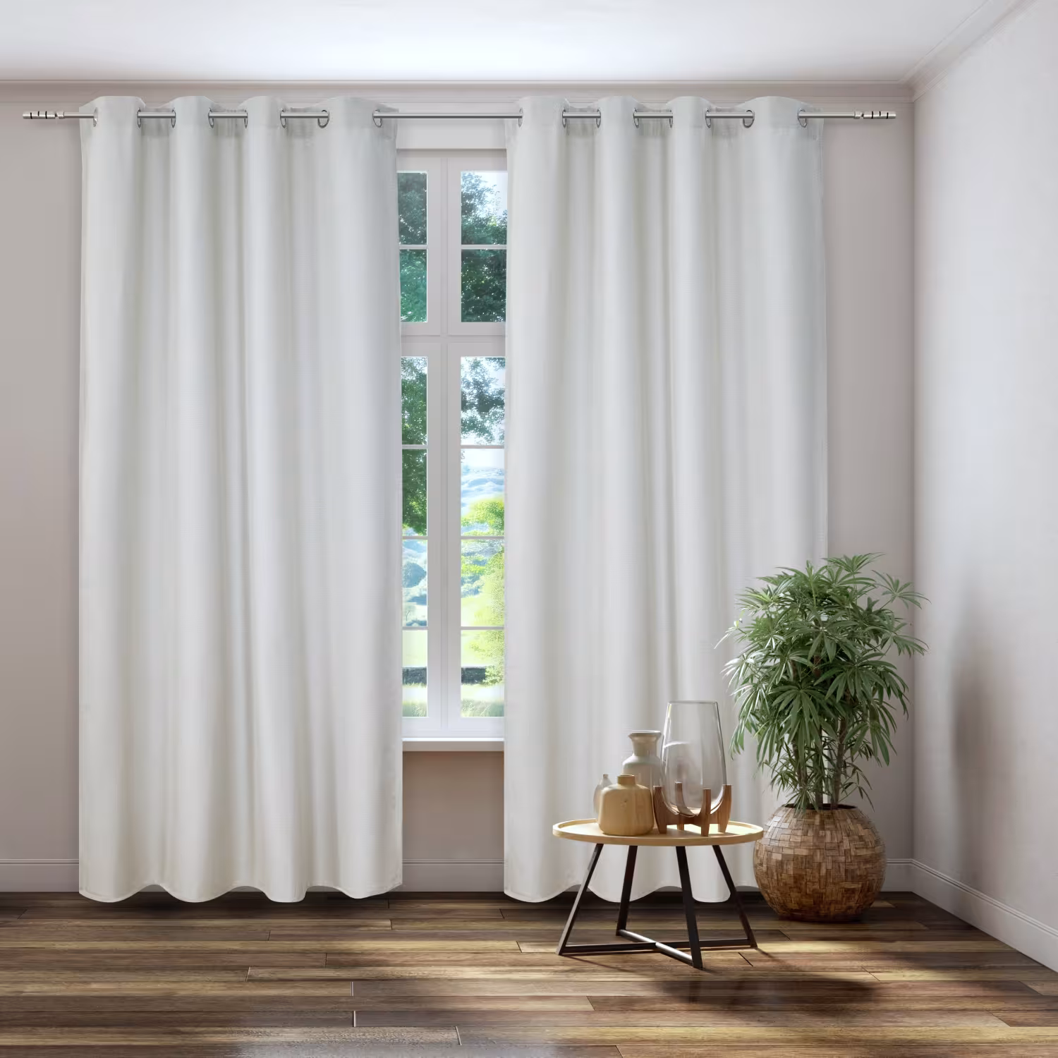 Vorhang Dimout weiss grau blickdicht