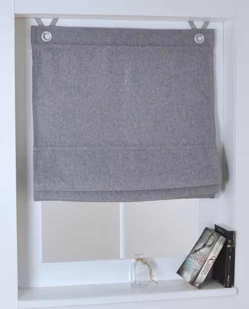 Raffrollo / Ösenrollo verdunkelnd Dimout ohne Bohren | grau - Breite 45 - 120 cm - Dimout grau Raffrollo Ösenrollo