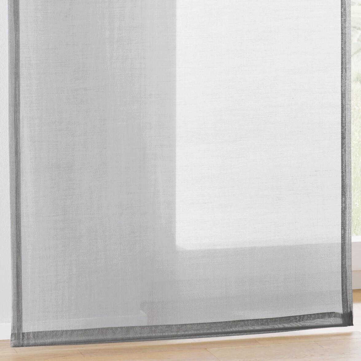 Einfarbige Schiebegardine Schiebevorhang Raumteiler Enya Uni grau (1 Stück) - Schiebevorhang Enya uni grau Beschwerungsstab