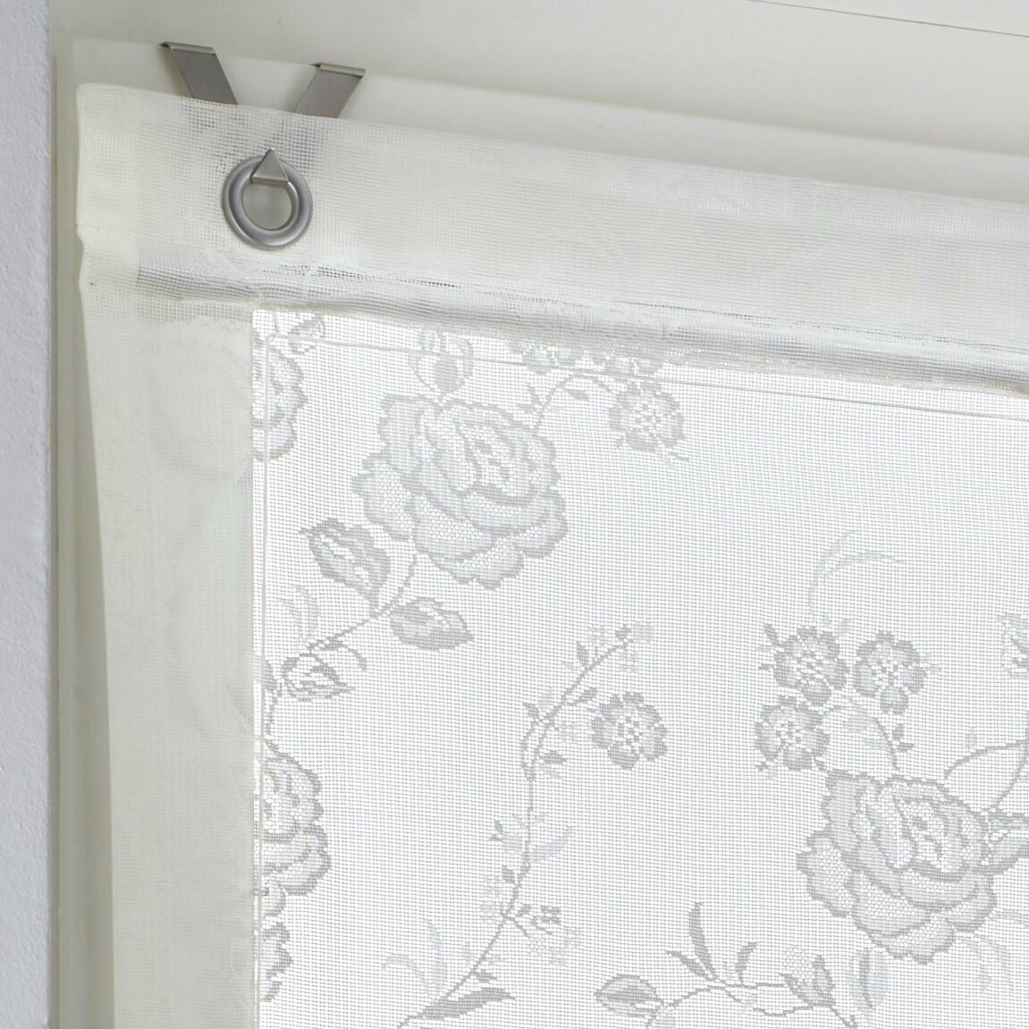 Raffrollo Ösenrollo Florence creme Ösenaufhängung Edelstahlhaken
