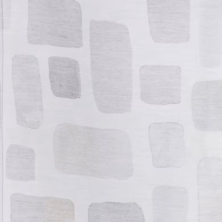 Modernes Raffrollo / Ösenrollo Glen weiß grau - haltransparent und lichtdurchlässig - Raffrollo Glen bedruckt grau taupe durchscheinend