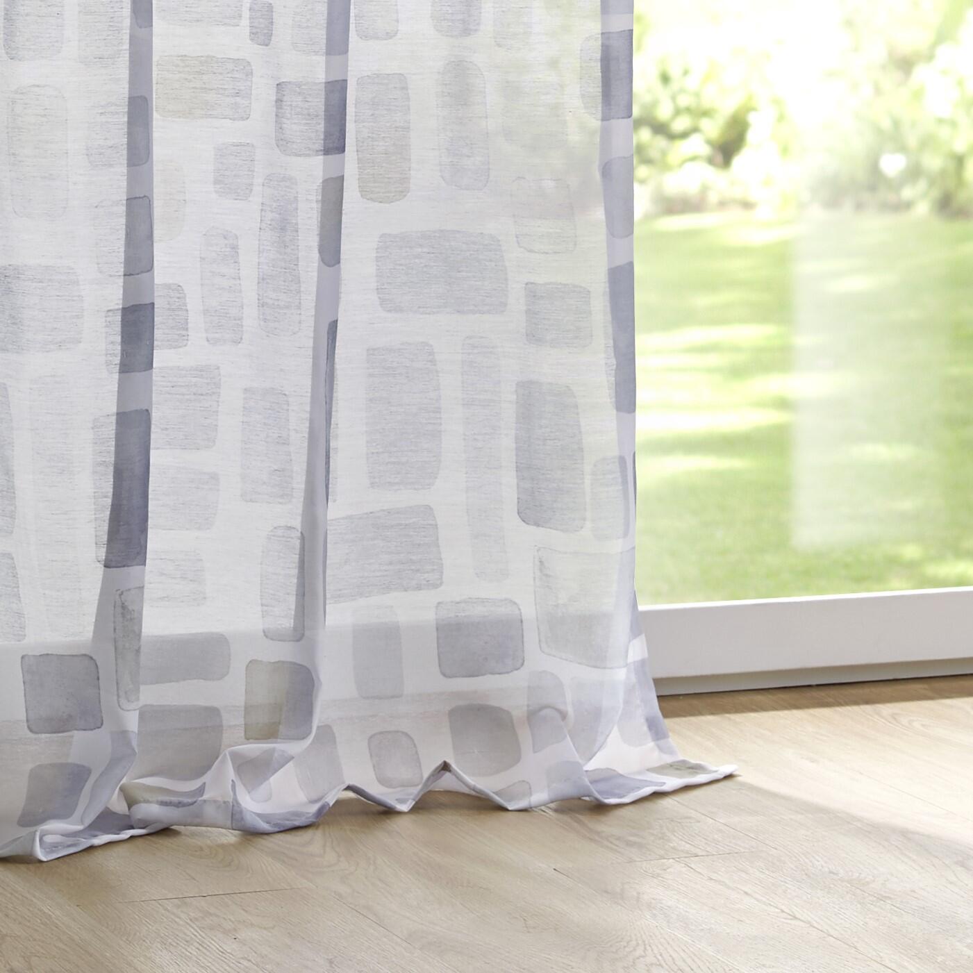 Vorhang Gardine Glen weiß grau taupe halbtransparent