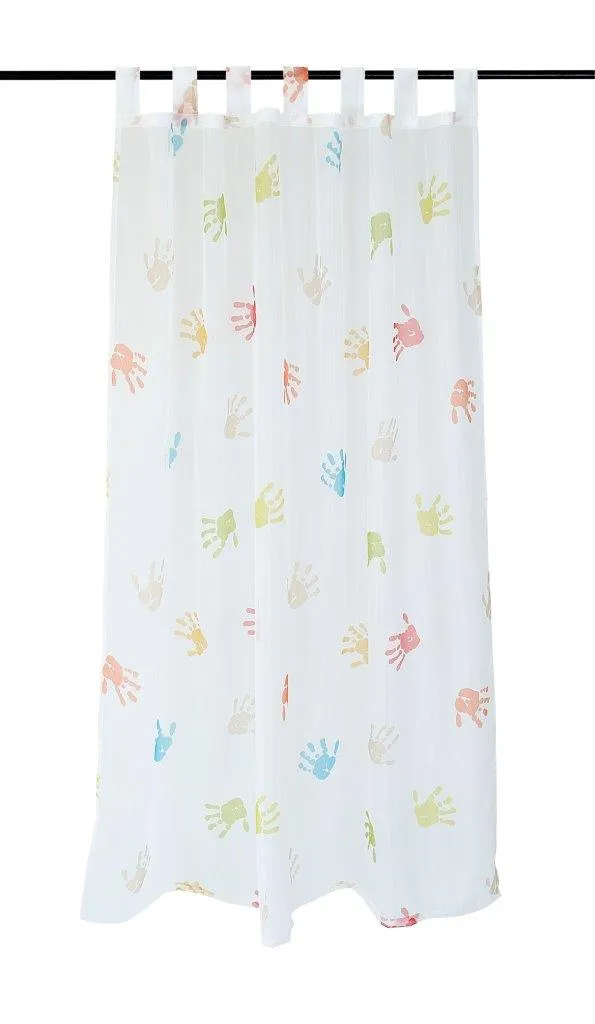 Vorhang Gardine Schlaufenschal Kinder Hände |weiss - Höhe 145 cm - 245 cm (1 Stück) - Vorhang_Schlaufenschal_Kinder_Hände
