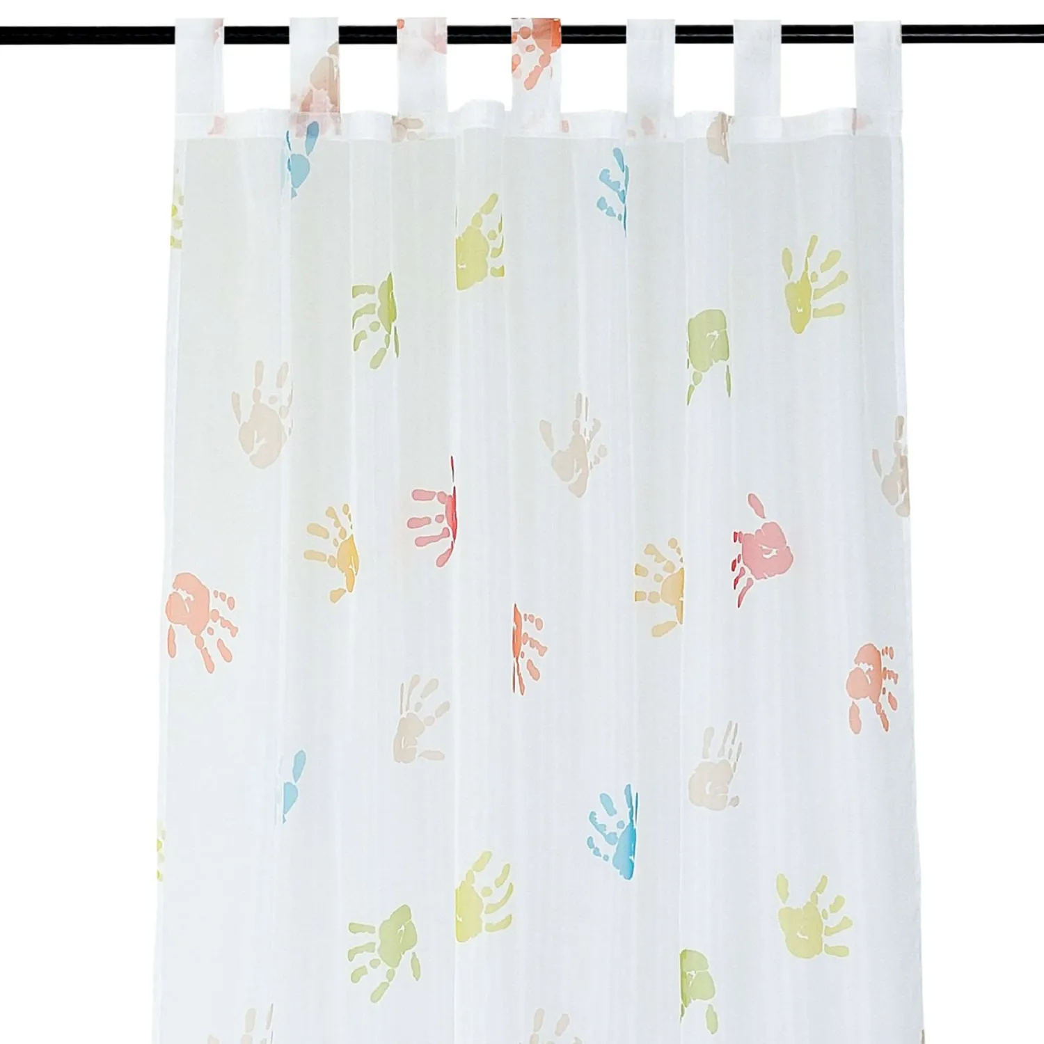 Vorhang Gardine Schlaufenschal Kinder Hände |weiss - Höhe 145 cm - 245 cm (1 Stück) - Vorhang_Schlaufenschal_Kinder_Hände_Detail