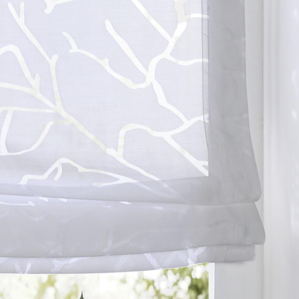 Raffrollo nach Maß Jerry weiß | Ösenrollo mit Hakenaufhängung - Jerry halbtransparentes Raffrollo weiß modern