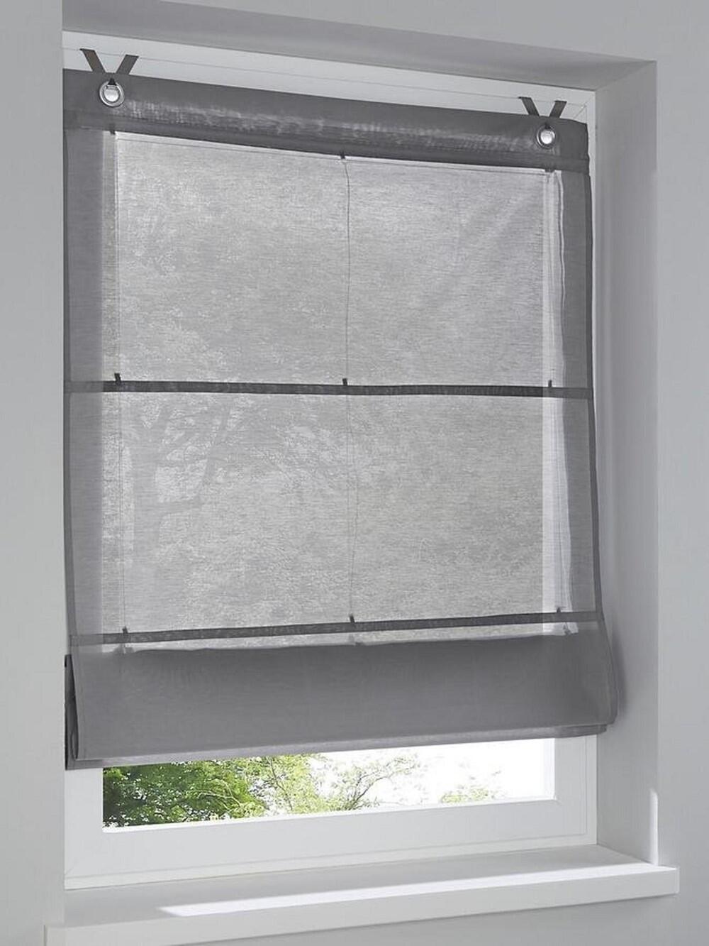 Raffrollo nach Maß Kessy Bessy grau mit Ösen