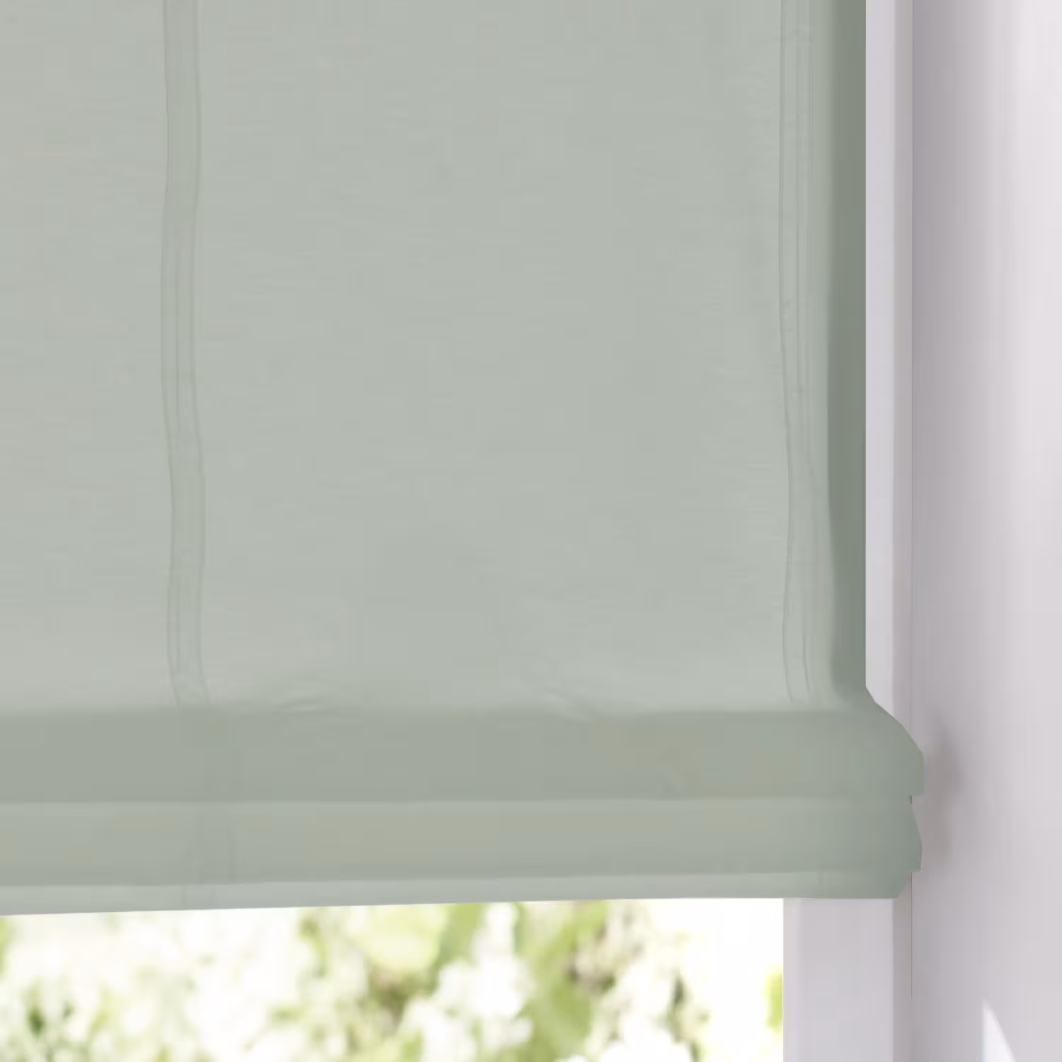 Raffrollo / Ösenrollo Kessy Biese ohne Bohren | salbei - Breite 45 - 100 cm - Faltrollo Kessy Biese salbei halbtransparent