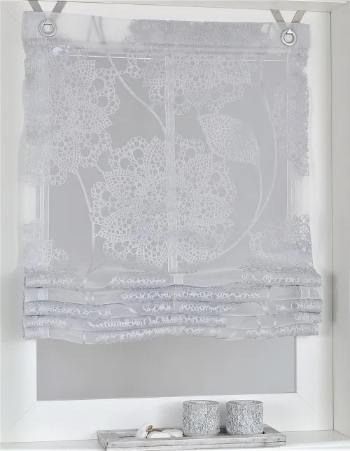 Raffrollo / Ösenrollo Merle ohne Bohren | grau - Breite 45 - 120 cm - Merle Ösenrollo grau transparent