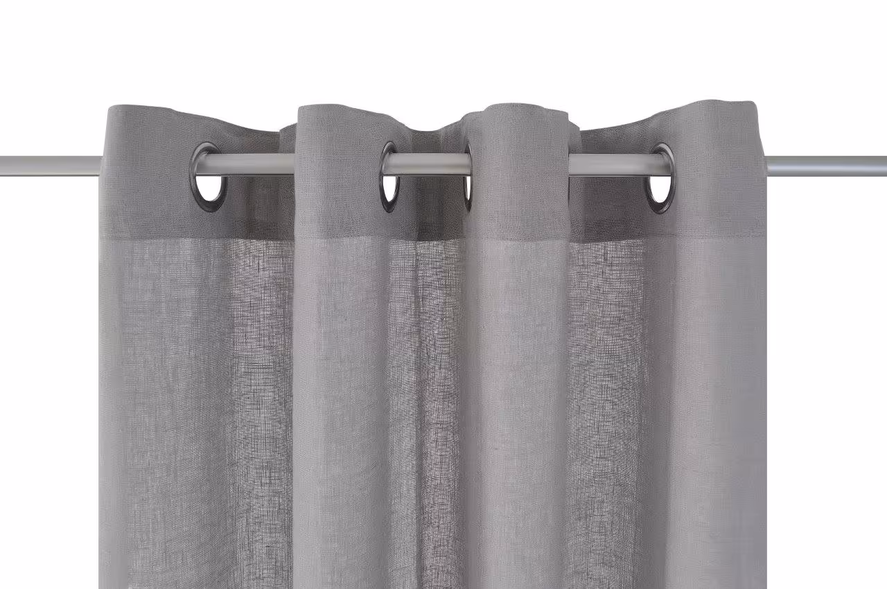 Vorhang Leinengardine Ösenschal Metis | grau - Höhe 145 cm - 245 cm (1 Stück) - Vorhang_Ösenschal_Metis_grau_Fenster