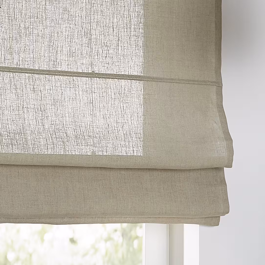 Maßanfertigung Raffrollo Metis Leinen mit Kettenzug - Farbe linen - Leinenstoff Metis linen Faltenwurf