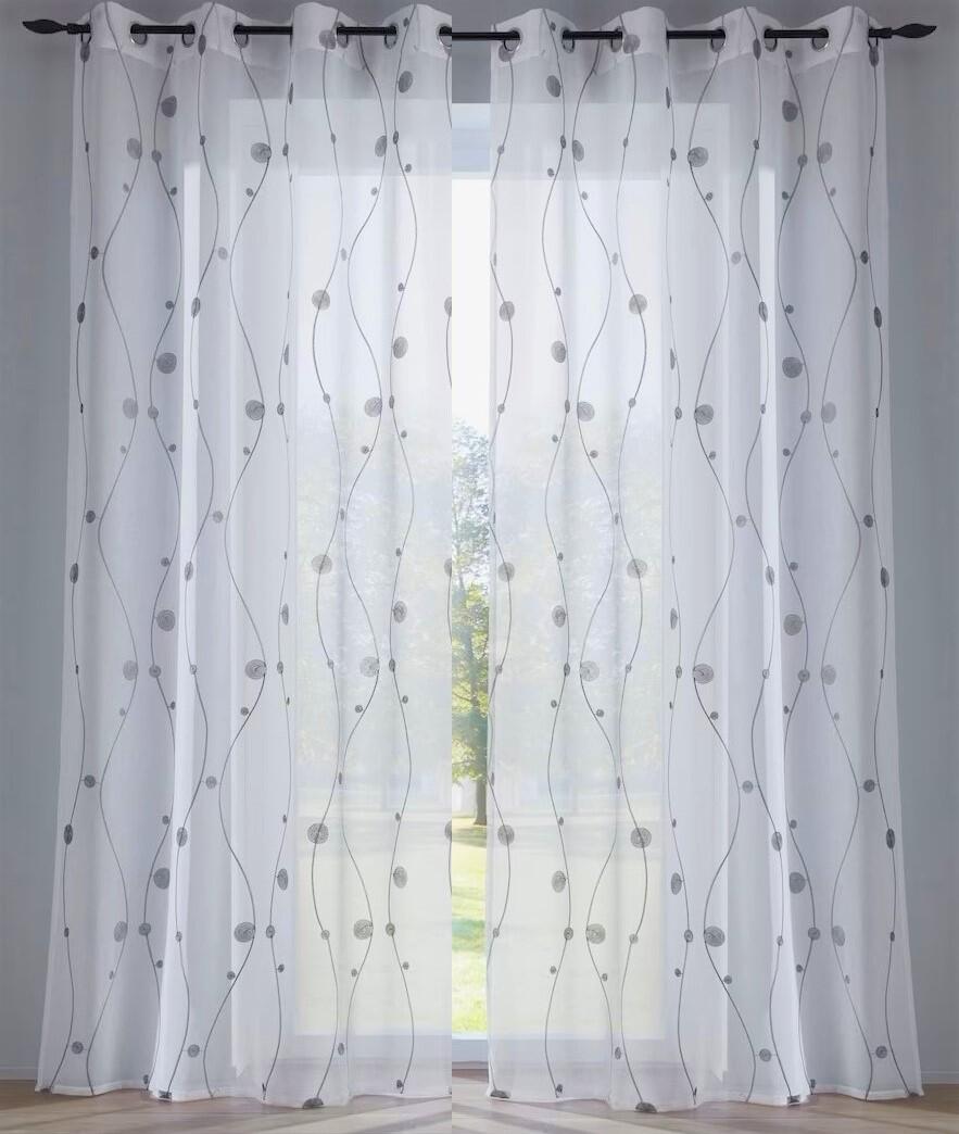 Vorhang Gardine Nelly weiß bodenlang