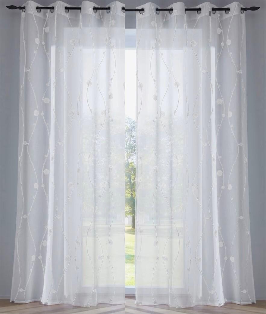 Vorhang Gardine Nelly weiß bodenlang