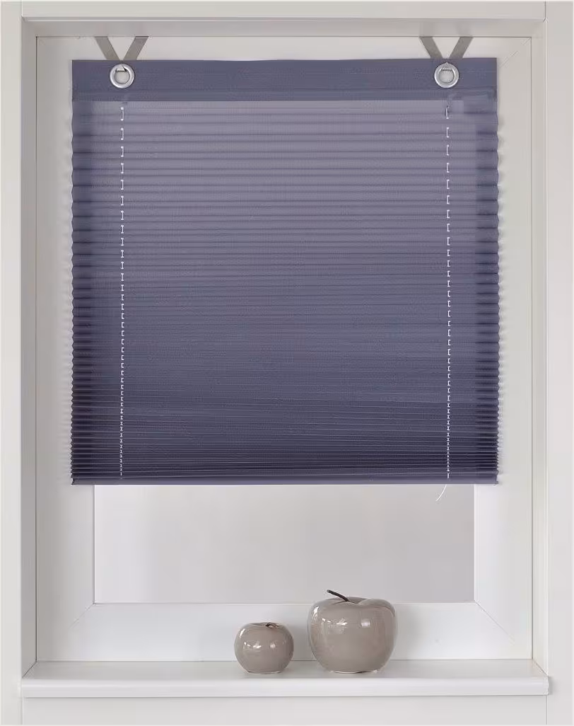 Plissee / Ösenrollo Olbia Lichtschutz ohne Bohren | grau - Breite 40 - 100 cm - Raffrollo Ösenrollo Olbia grau